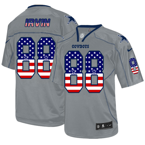 Nike Cowboys #88 Michael Irvin Grey Men's Stitched NFL Elite USA Flag Fashion Jersey